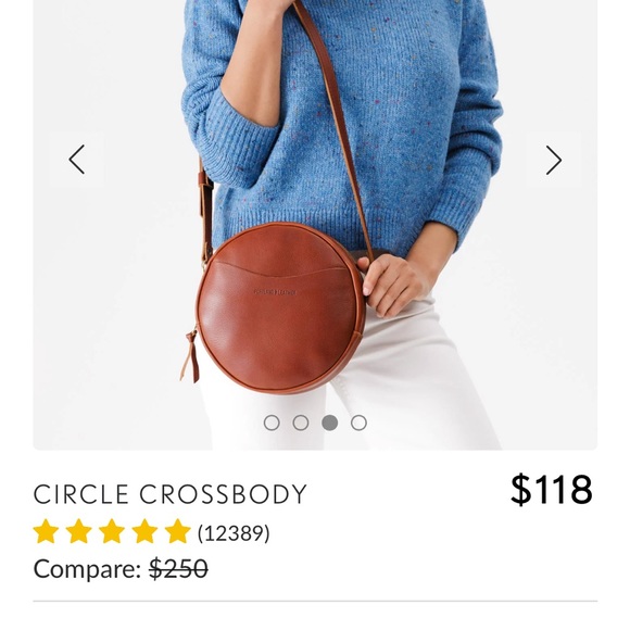 Portland Leather Brown Crossbody Bag with Circular Design - Picture 4 of 9